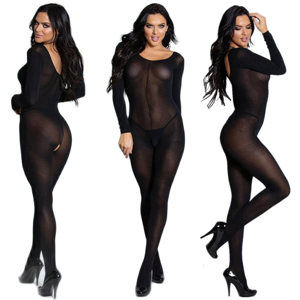 Women Erotic Lingerie Body Stocking Sexy Adult Female Transparent Mesh Bodysuit Black Babydoll Crotchless Underwear Porn Costume