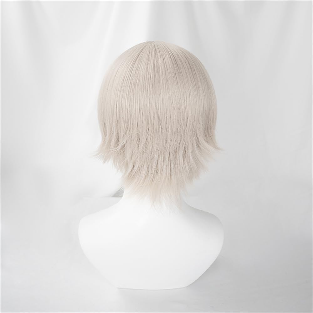 RyuuCos Allsidig Helt Sølv Parykk for Varme Varme Skole Kulturfestival Parykk, Parykk, Herre, Dame, Kort, Rett, Rosa, Menn, Kvinner, Motstandsdyktig,