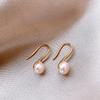 Baroque Freshwater Pearl Geometric Drop Earrings Gold Tone Copper Wedding Party Jewelry for Women