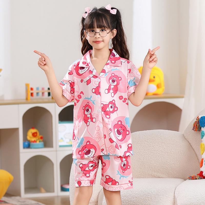 Girls Cartoon Summer Pajama Set - Short Sleeve, Lightweight, Home Wear for Boys and Girls 16 (135-145cm)