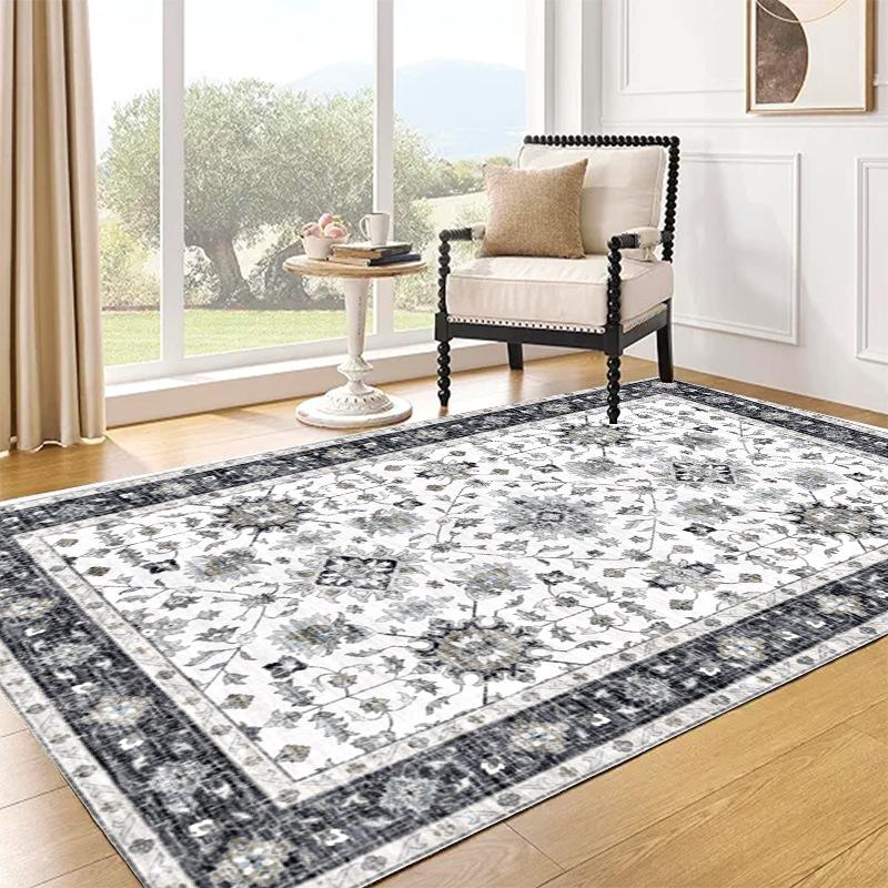 Klassisk Europeisk Tryckt Matta för Vardagsrum Heminredning Sovrum Kök Halkfria Mattor Områdesgolvmatta Tvättbara Mattor