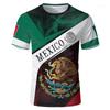 Mexican Flag National Emblem 3D Printed T-shirt For Men And Women Street Wear Oversized Short-sleeved Tees Harajuku Kids Tops