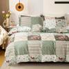 3pcs Light Green Bedding Set Grid Flower Print Cozy Duvet Cover Set King Queen Twin Single Size Birthday Gift for Bedroom Decor