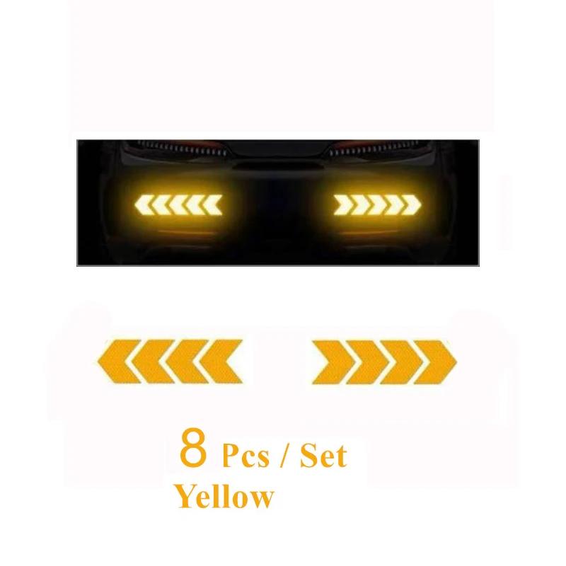 4/20pcs Car Reflective Arrow Sticker Safety Warning Sticker for Car Bumper Trunk Reflector Hazard Tape Car Styling Luminous Film