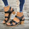 New sandals spring and summer high-heeled sandals leak toe cross strap Velcro high-heeled large-size sandals