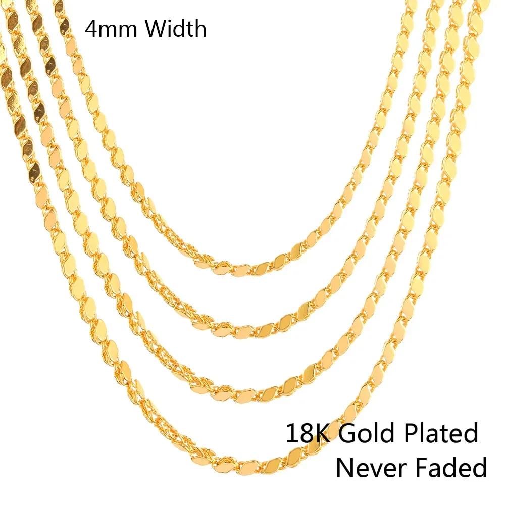 4mm Wide Diamond Chain Gold Charm Necklaces Various Sizes Can Be Matched Freely Pendant Necklace Bracelet Earrings Jewelry