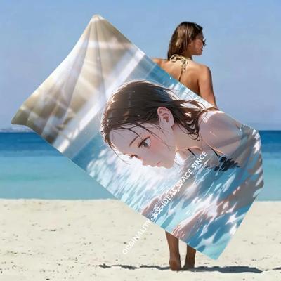 Anime Girl Beach Towel Summer Vibe Patterned Sunscreen And Windproof Suitable For Swimming Pool Camping Travel Blanket