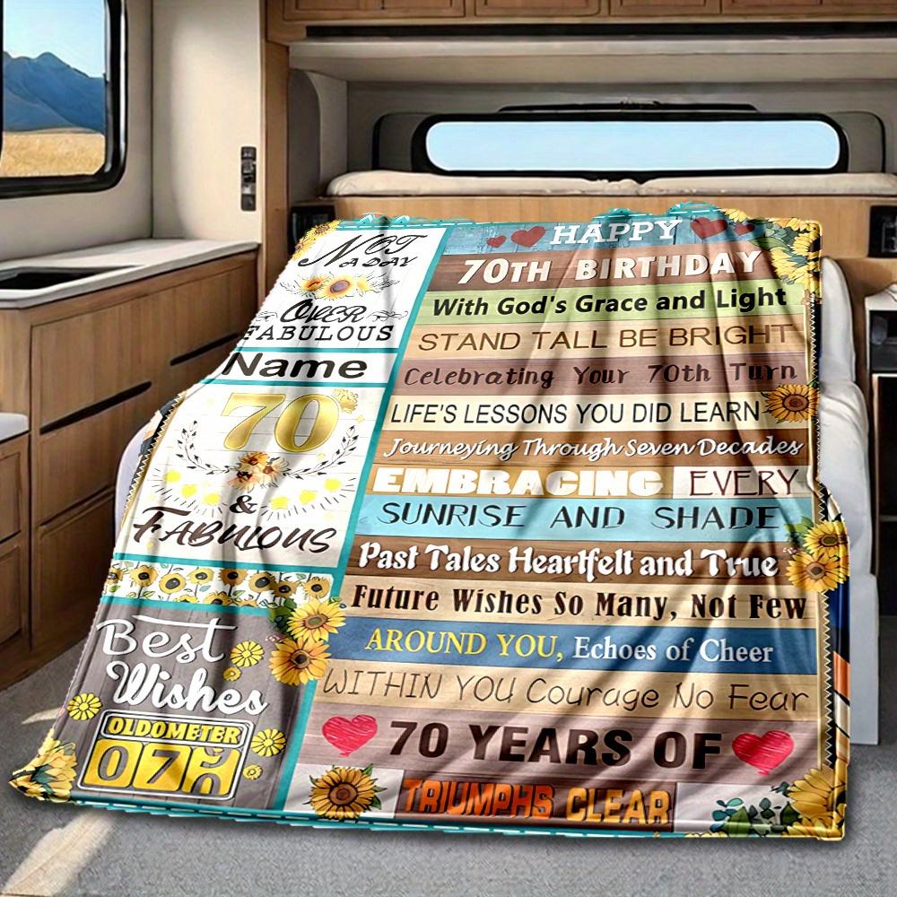 70Th Birthday Blanket Personalized Name Soft Comfortable Stylish Blanket Car Blanket Perfect For Travel Camping Outdoor Home Suitable For All Seasons