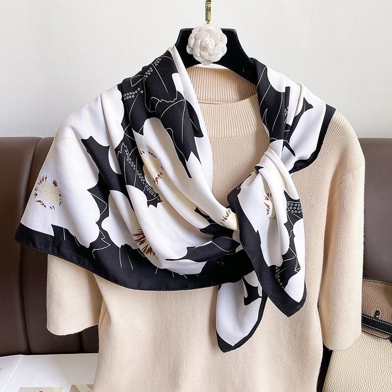 Design Twill Silk Square Scarf Women Luxury Brand Hijab Scarves Headband Foulard Ladies Shawl Wrap Echarpe Foulard Bandana