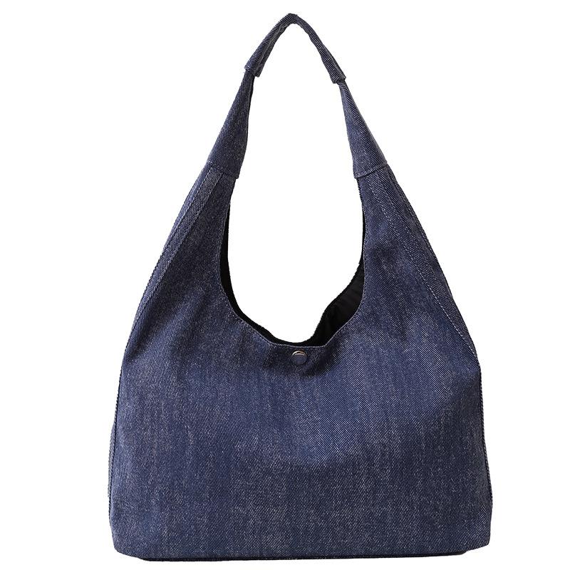 Denim Hobo Bag for Women with Oversized Design and Simple Style темно-синий 1570₽