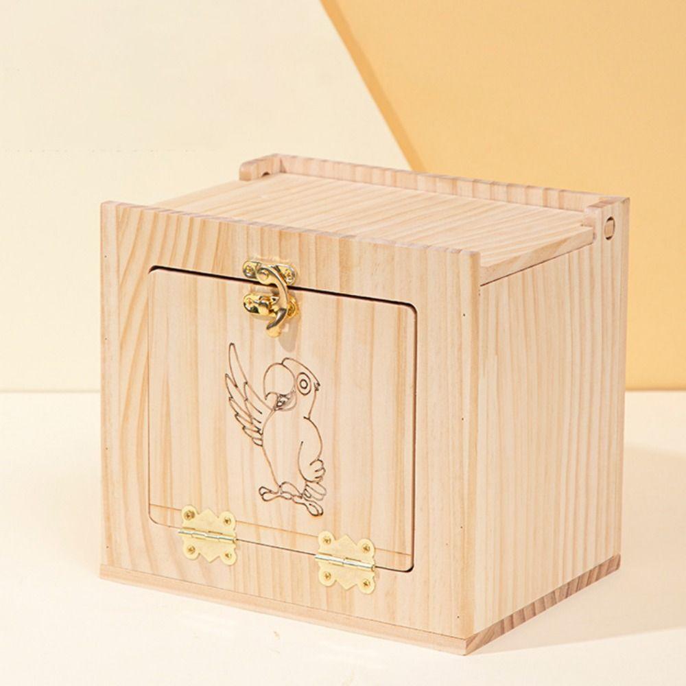 Wall Mount Parrot Breeding Box Wooden Parrot Shelter Stand Parrot Wood House  for Bird Cage