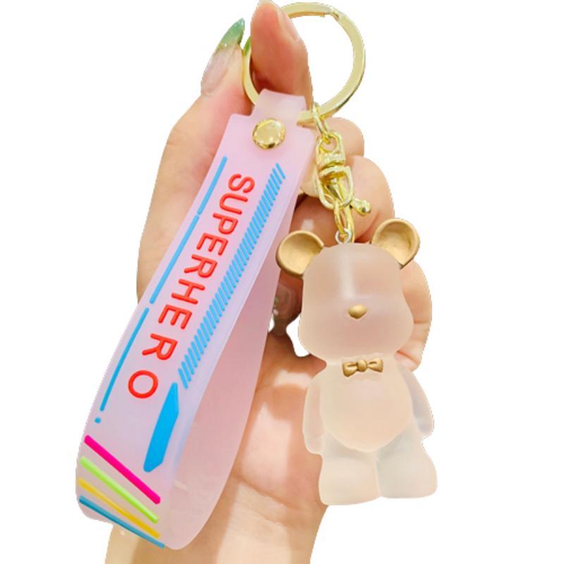 Creative Resin Transparent Crystal Palm Bear Keychain Cute Gift For Couples And Backpack Decoration