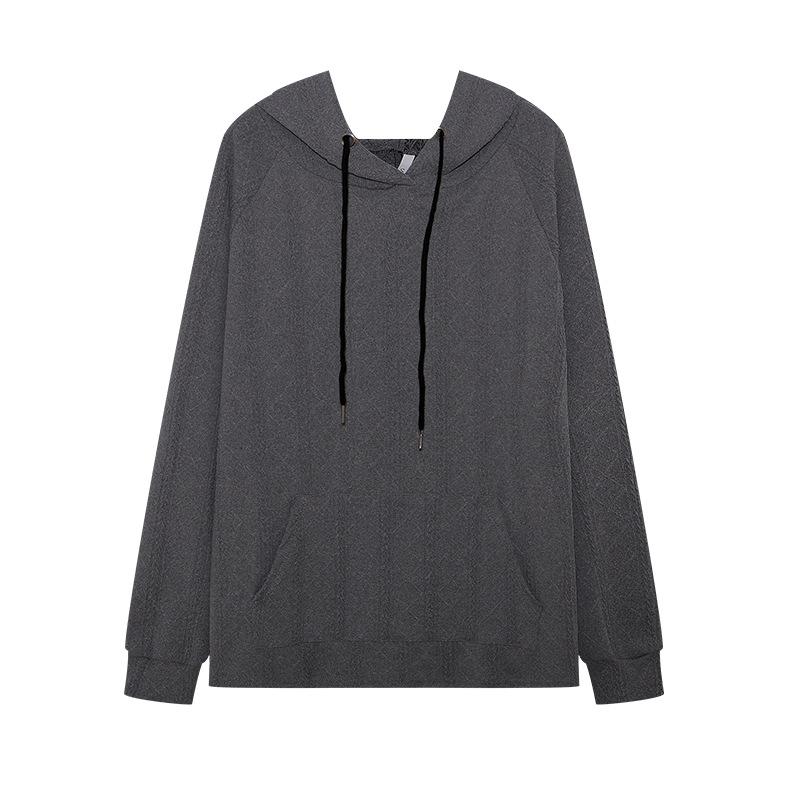 Women's Autumn and Winter Solid Color Casual Loose Hooded Sweatshirt