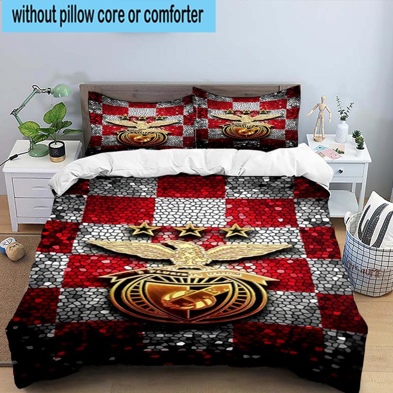 Set Biancheria da Letto Stampato 3 Pezzi Club di Calcio Benfica Chiusura Copripiumino Include 1 Copripiumino & 2 Federe Set Biancheria da Letto Decorazioni per la Casa Regali