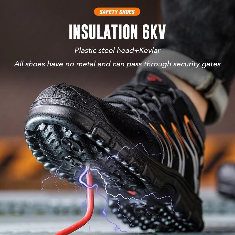 Men Indestructible Shoes Anti-smash Anti-puncture Safety Shoes Composite Toe Work Sneakers Protective Shoes 6KV Insulation Shoes