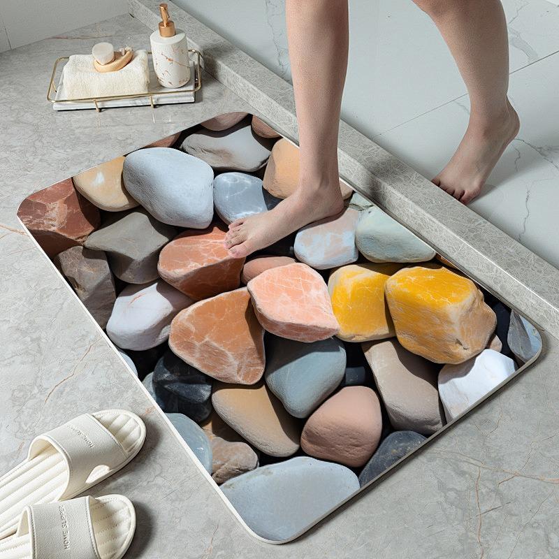 1Pcs Pebble Pattern Soft Kitchen Rug Anti-Fatigue Kitchen Rug Waterproof Non-Slip Rugs Set Runner Rug Bedside Rug Absorbent Carpet For Kitchen