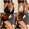 2022 Damen Einfarbiges Dreieck-Bikini Badeanzug B899W