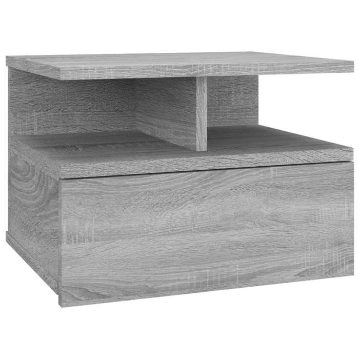 Tables de chevet flottantes - Maison Exclusive - Sonoma gris - 2 pcs - 40 x 31 x 27 cm - 1 tiroir