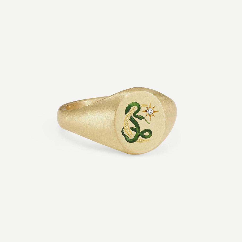 Titanium Steel Fashion Light Luxury Painted Seal Statement Ring Butterfly Love Rabbit Flower Personality Design Sense 18K