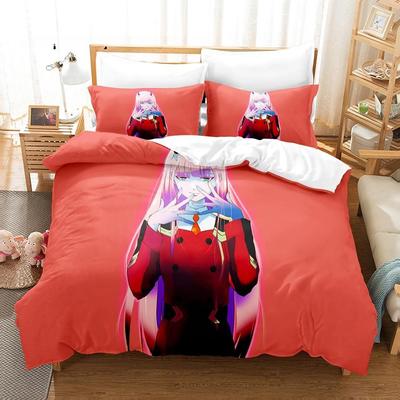 Zero Two (Kochanie we FranXX) 002 Zestaw pościeli Pojedynczy Podwójny Pełny Queen King Size Łóżko Zestaw Aldult Dziecięcy Sypialnia Zestawy poszewek na kołdrę