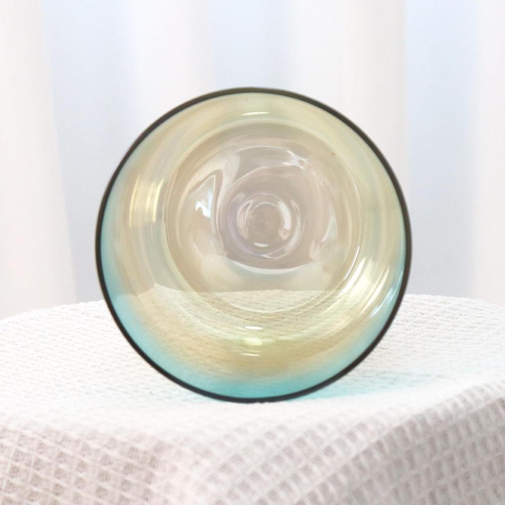 Handmade Blue & Yellow Gradient Crystal Singing Bowl for Sound Therapy & Yoga Relaxation