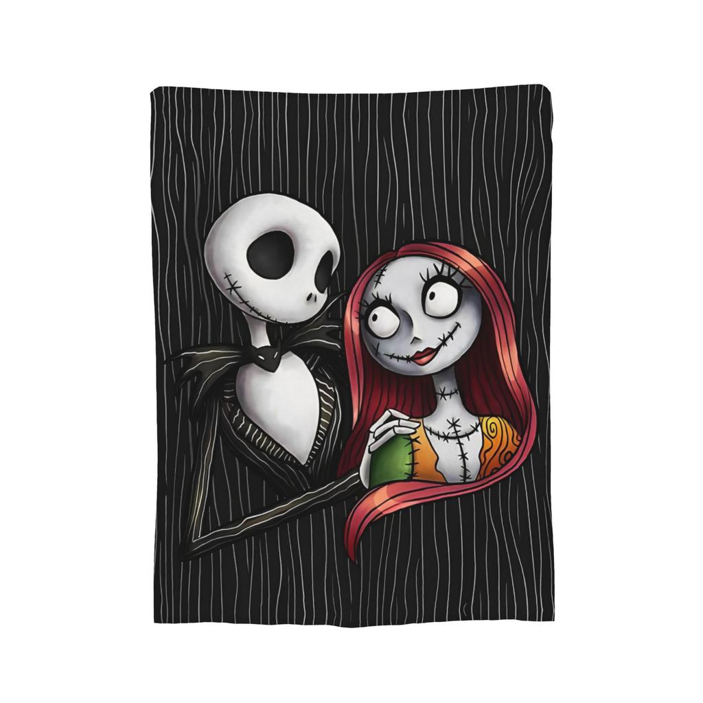 The Nightmare Before Christmas Flannel Blanket Jack And Sally Throw Blankets for Bed Sofa Couch 200x150cm Rug Piece,