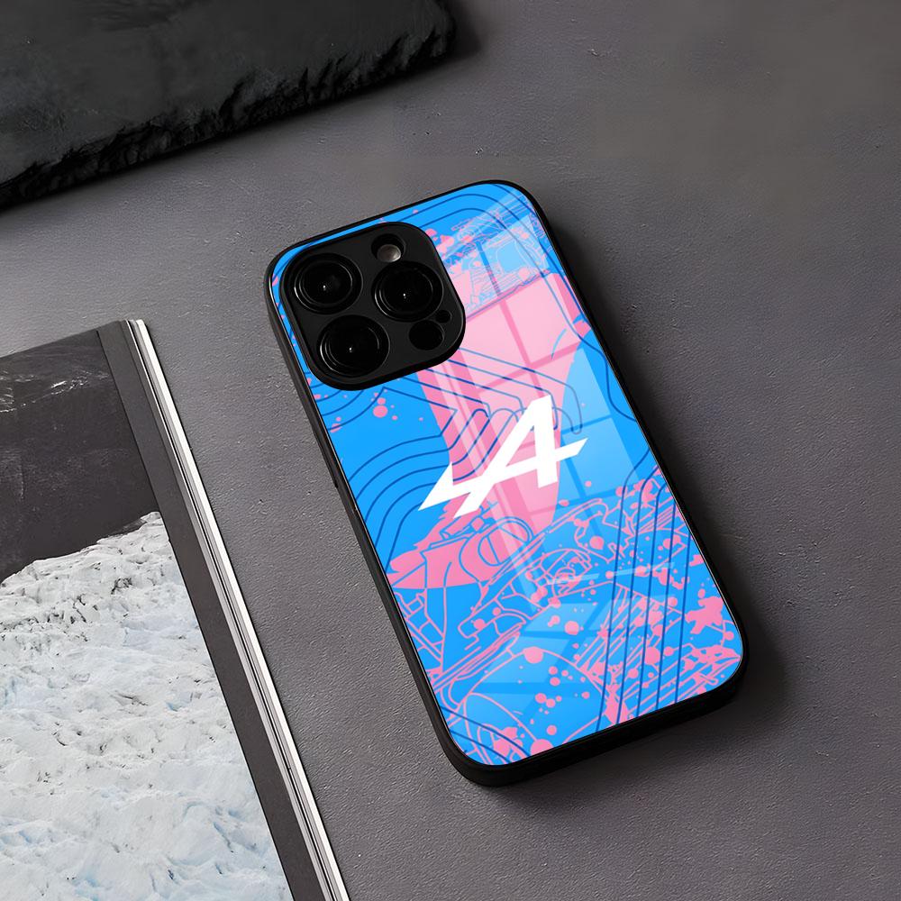 Alpine Logo Trikolóra Francouzský Kryt na Telefon Pro IPhone 17 Air 16 E Pro Max 15 14 13 Mini 12 Pro 11 Max Plus Černý Skleněný Kryt