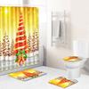 Christmas Shower Curtain Floor Mat Combination Four-Piece Set Bathroom Toilet Carpet Shower Room Mat Foot Mat