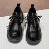 Women's leather shoes 2026 new autumn and winter thick heeled black small leather shoes versatile thick soled loafers for women