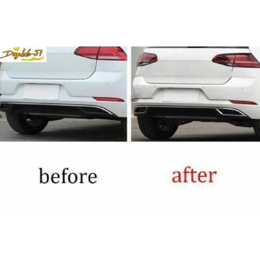 Rear ABS Chrome Bumper Diffuser Cover Trim 2PCS For VW Golf MK7 MK7.5 2018-
