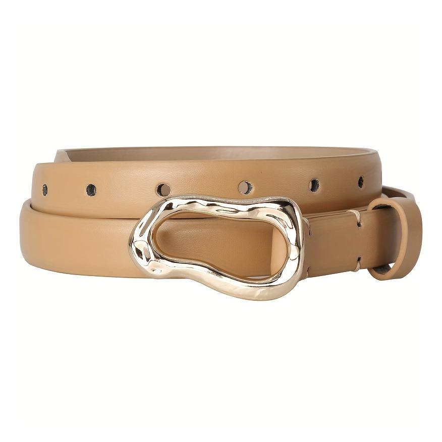 Women'S Simple Thin Belt Casual High Sense Irregular Button Head Slim Pants Belt Women