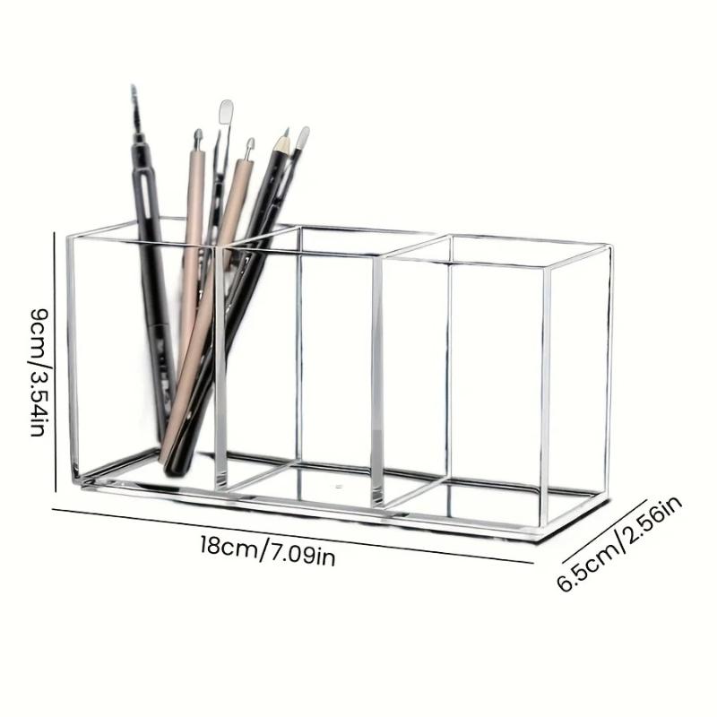 Transparent Makeup Brush Organizer Makeup Storage Tray Bathroom Drawer Makeup Organizer 3 Slot Acrylic Makeup Brush Organizer