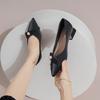 Pearl single shoes pointed thick heel temperament middle heel fairy shoes evening breeze gentle shoes spring and autumn large size women's shoes 41-43