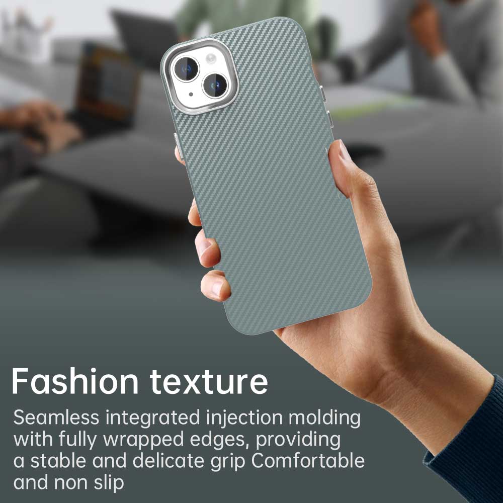 For iPhone 14/13 Case Cell Phone Hybrid Back Cover Carbon Fiber Texture
