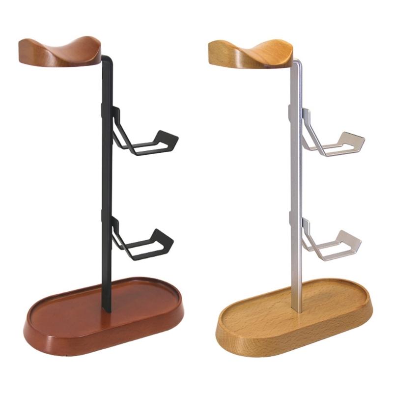 Elegant Wooden Headphone Stand Metal Base eSports Headset Holder For Secure Storage Of Gaming Accessories