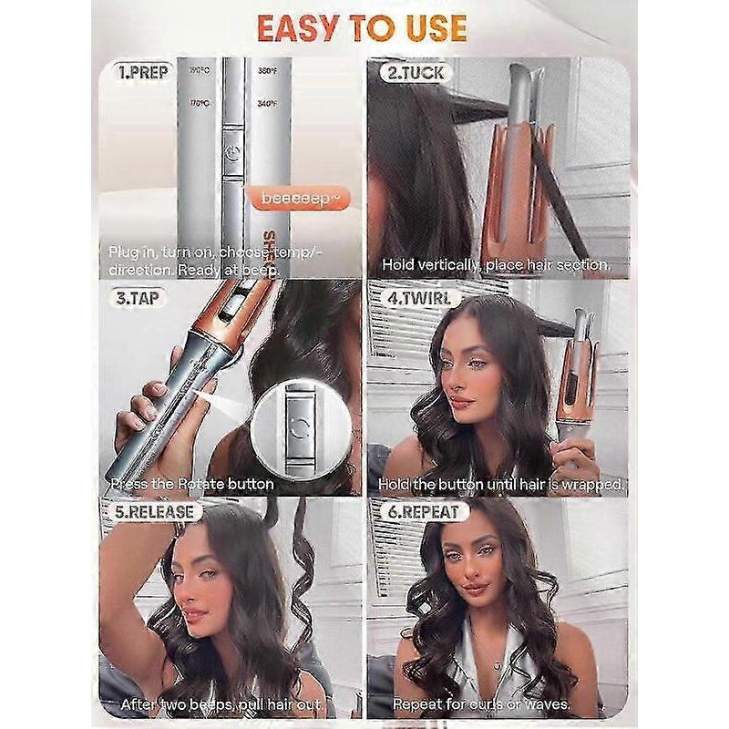 Automatic Curling Iron 1 1/4 Inch with 3 Temperatures, 2Way Rotation, Auto ShutOff