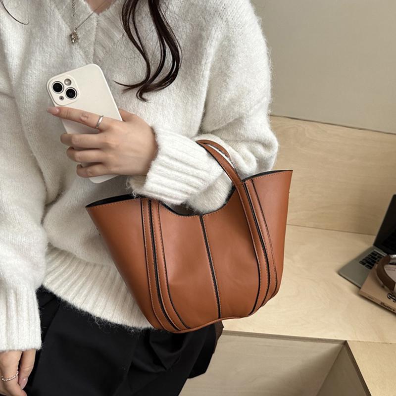 Women's New High-capacity Crossbody Bucket Bag Versatile and Simple Single Shoulder Basket Small Purse and Handbag KTB