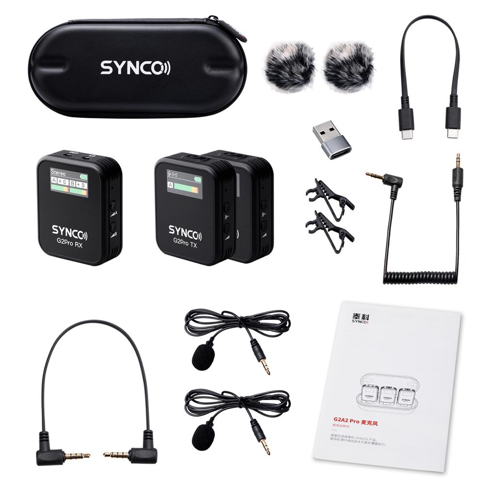 Synco G2A2 Pro Wireless Microphone System with 1 Receiver & 2 Microphones 200M Transmission Range 6