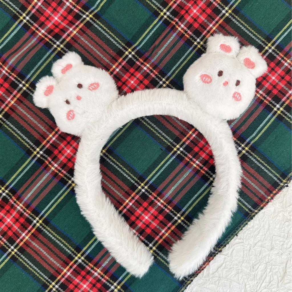 Cute Wool Rabbit Head Headband for Women Ladies Head Wears Princess Girls Lovely Bunny Head Hoop