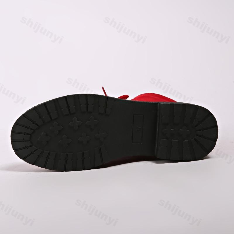 Woman Boots Trend Ankle Boots Short Barrel Shoes for Women Western Chunky Red Comfortable Stylish Sneakers Plus Size New Arrival