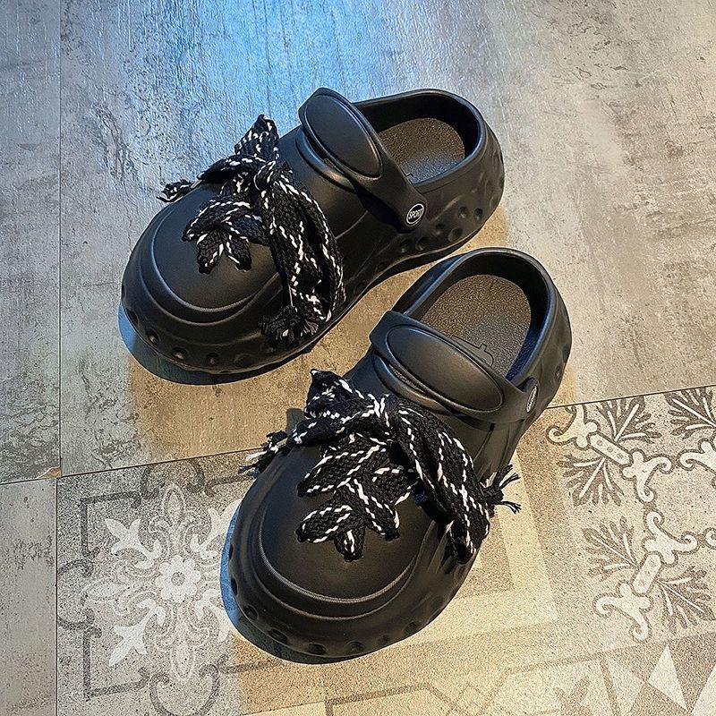 Fashion 2025 Fashion Charms Clog Shoes Outdoor Slides Women Street Slippers Thick Sole Cute Bow Summer Platform Sandals For Girls