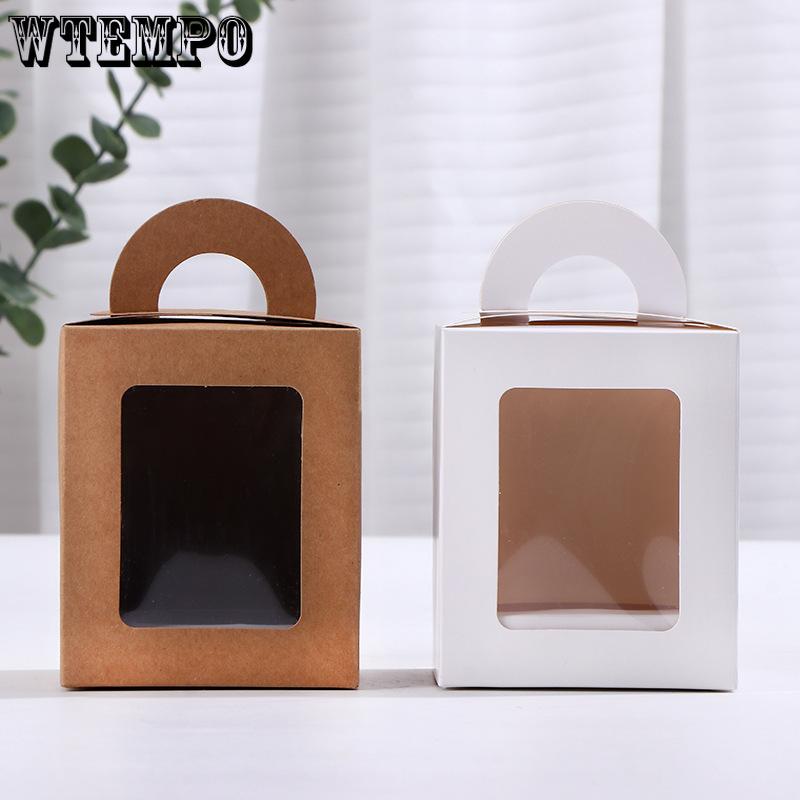 WTEMPO Clear Window Handle Gift Boxes DIY Graffitiable Foldable Paper Storage Boxes for Christmas Birthday Wedding Party Favors