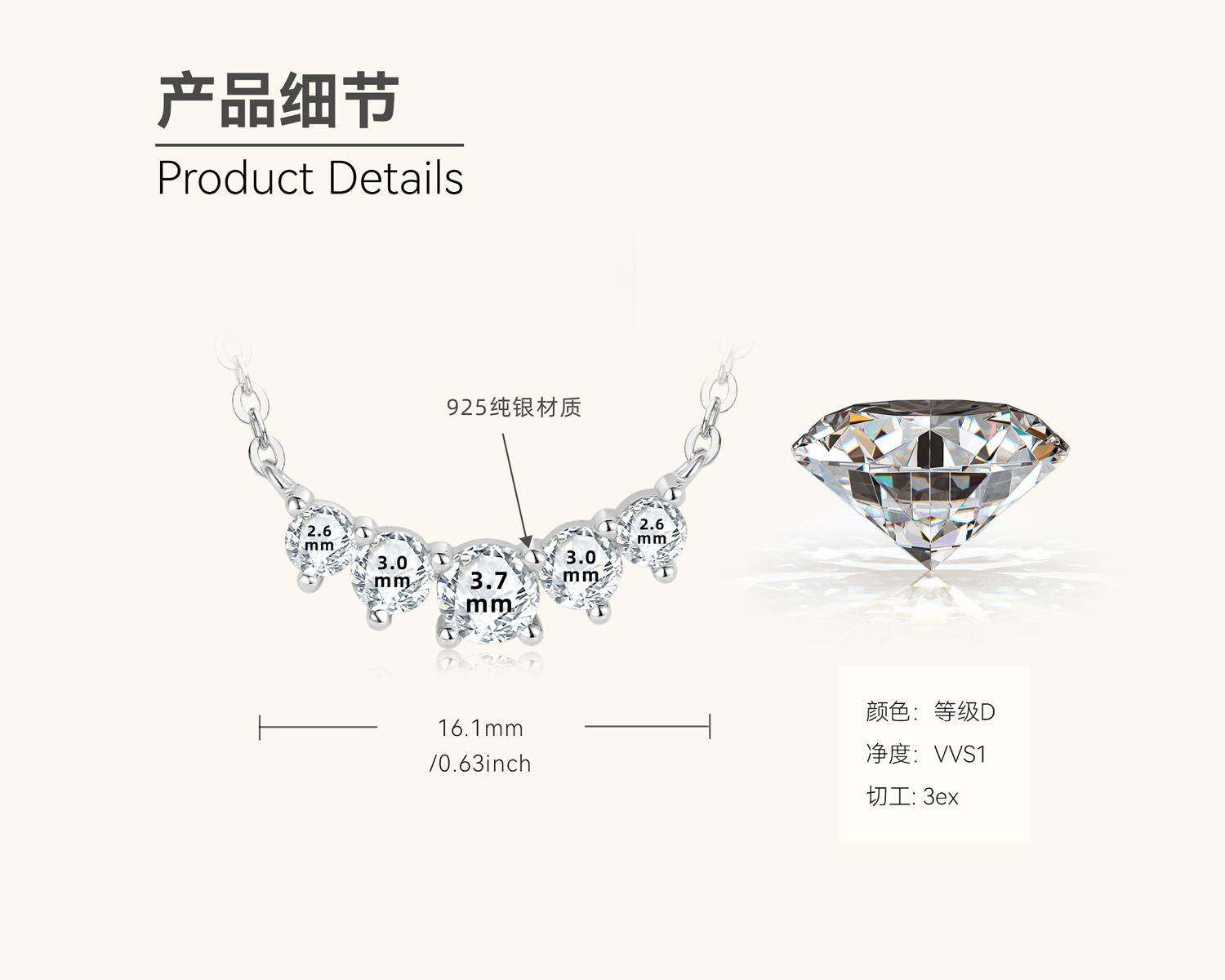 

Silvere Glam A Niche Design с кулоном из муассанита с улыбкой феи на колье 925 silver платиновый