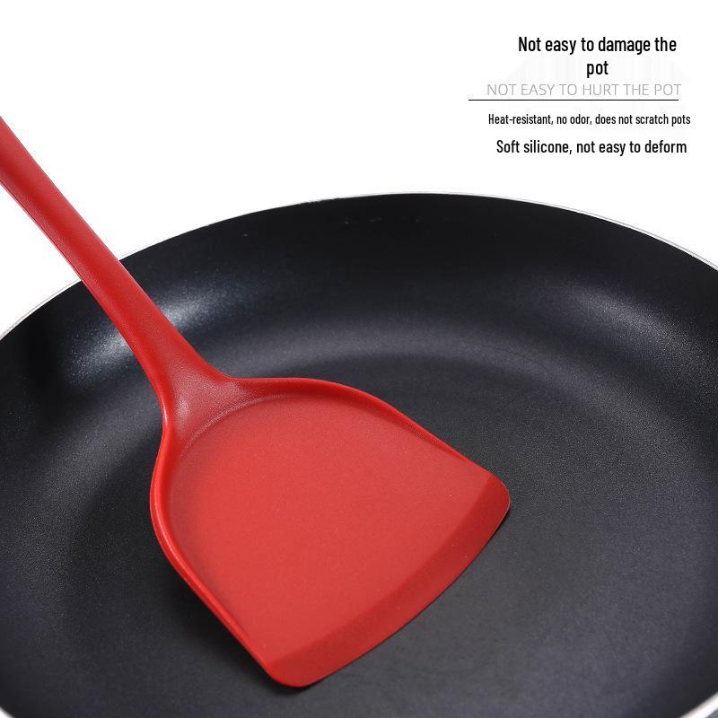 Silicone Kitchenware Set: Non-stick Spatula, Salad Spoon, Slotted Spoon, Rice Spoon, Flour Scoop, Strainer