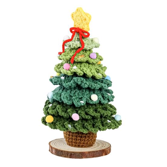 Christmas Ornament Handmade Mini Tree Star Tree Top 7 Layers Wooden Base Xmas Tree