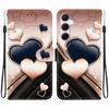Handmade PU Leather Flip Case for Samsung Galaxy A55 (A556V/A556B/A556E)- Anti-Slip Shockproof Cover with Wrist Strap & Heart/Rose Cat Designs