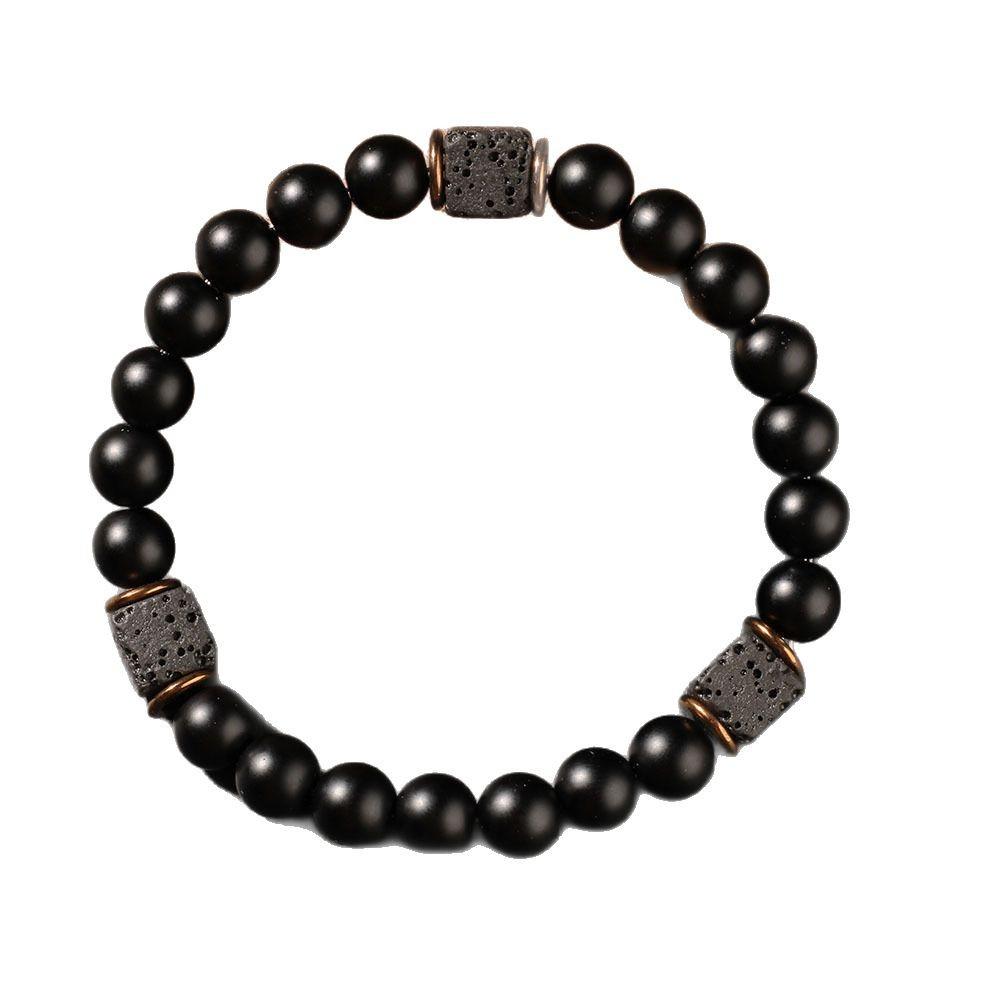 Festive Gifts Matte Onyx Lava Rock Beaded Bracelet With Copper Spacers Minimalist Fashion Jewelry For Men Women Daily Wear Simple Versatile Accessory
