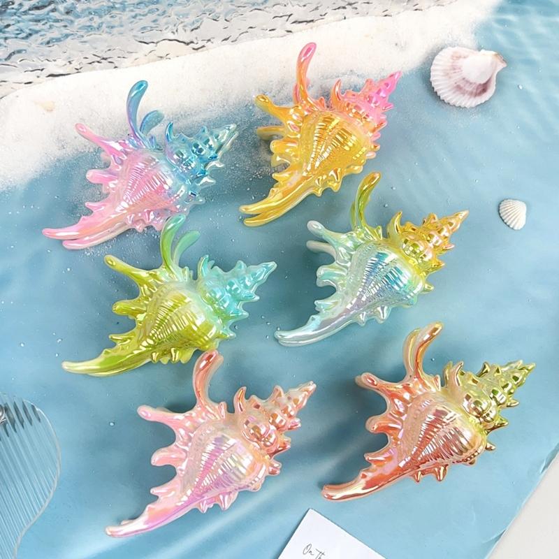 Vibrant Conch Charm Hair Claw Hairpin For Women Summer Vacation Headdress Securely Hold Beach Styling Tool