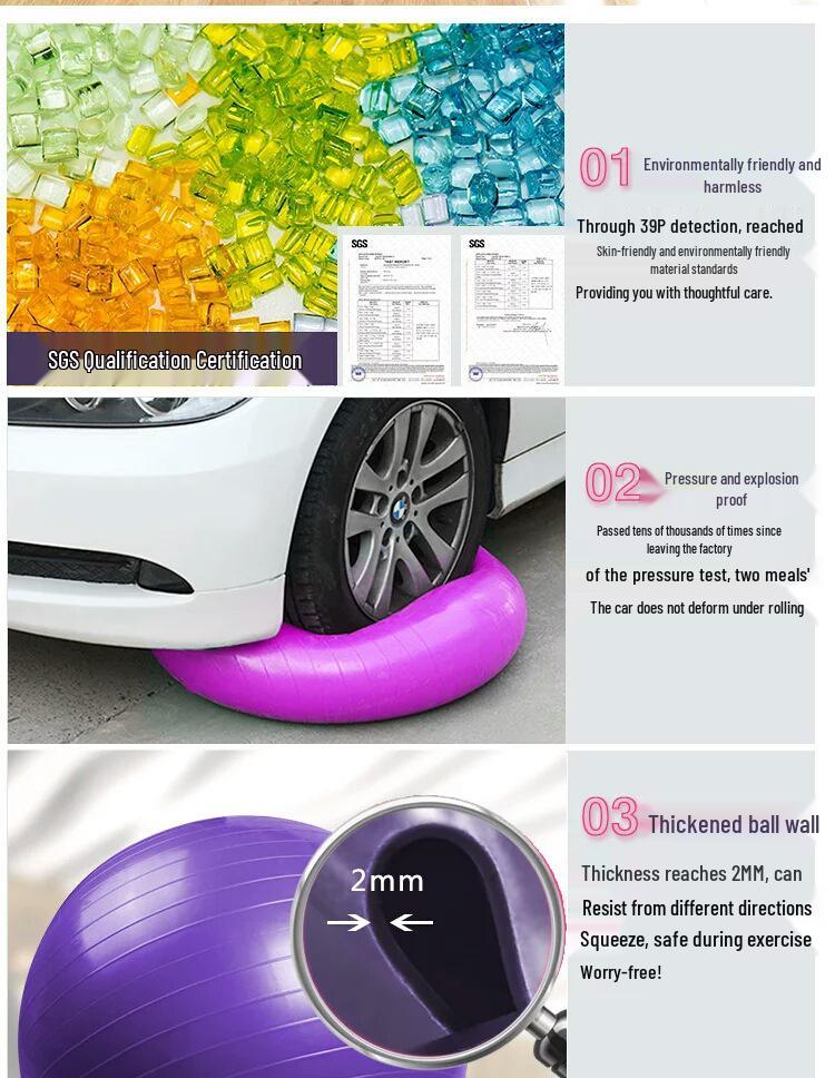 Durable PVC Yoga Stability Ball - Thickened, 55-85cm, Logo Support Available