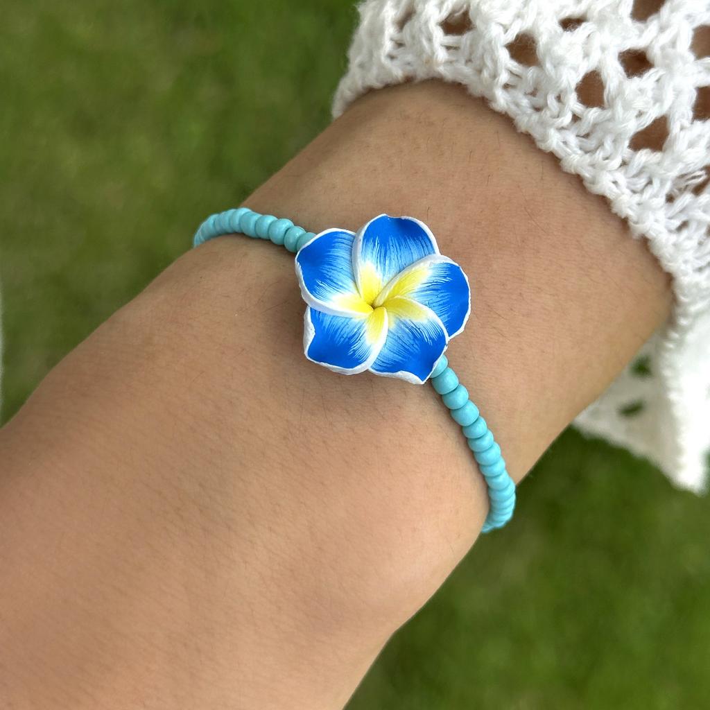 Bohemian Colorful Flower Bracelet for Women Handmade Rice Beads Polymer Clay Flower Bracelets Girl Beach Party Daily Jewelry